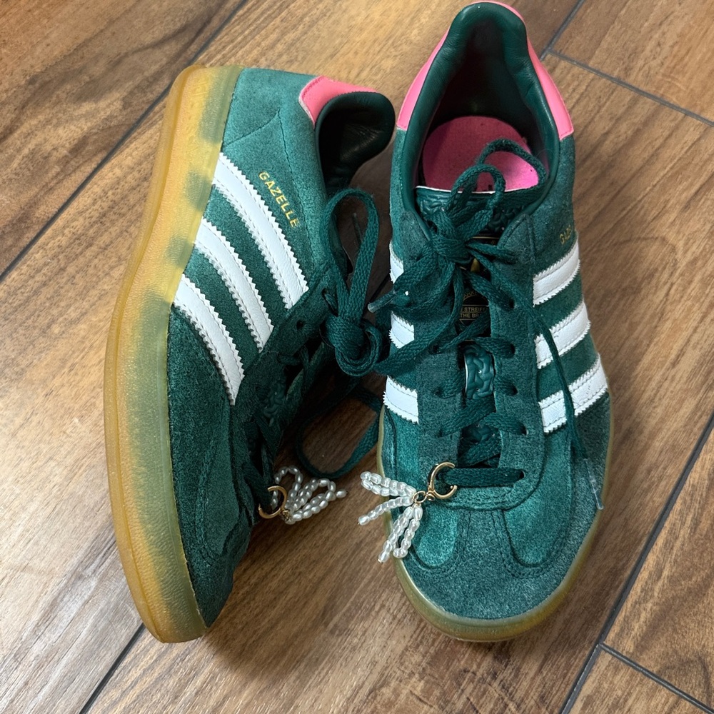 adidas Gazelle Green White Pink Gum Sole Women’s Sneakers